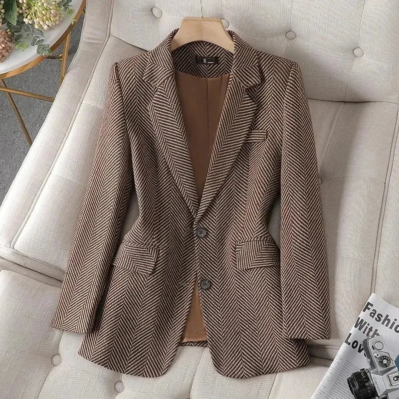 Women Stripe Formal Blazer