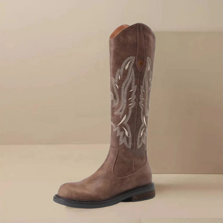 Brown Embroidered Western Cowboy Boots