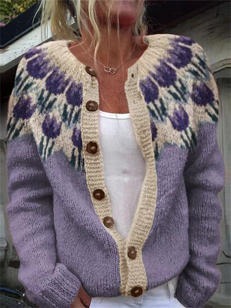 Purple Flower Cardigan