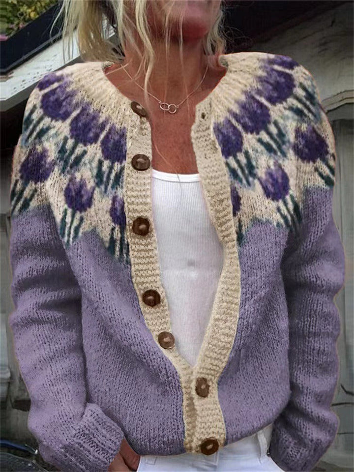Purple Flower Cardigan