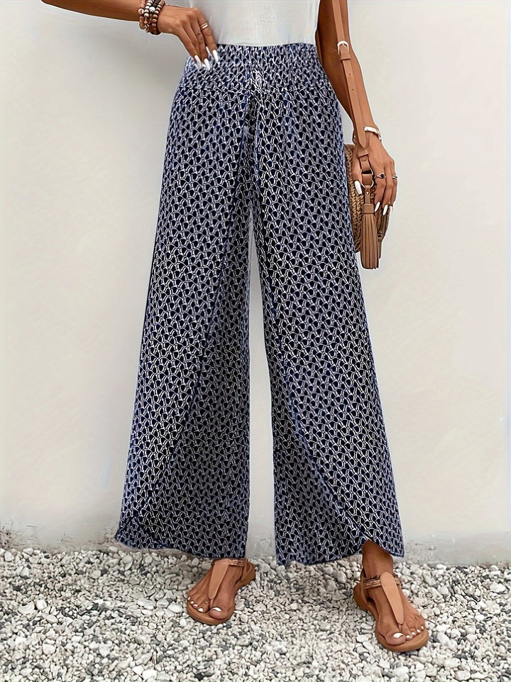 Geometric Printed Wide Leg Pants