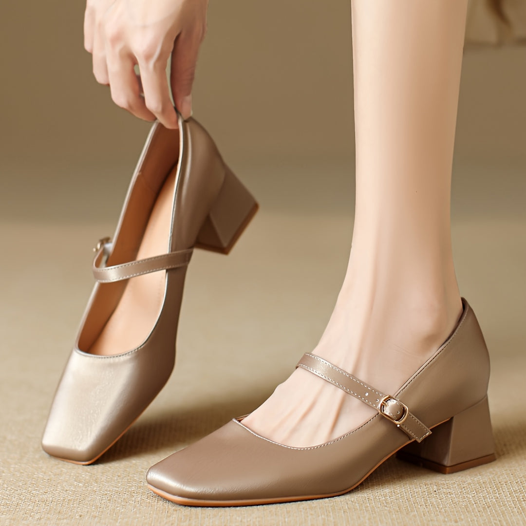 Elegant Chunky Block Heel Shoes