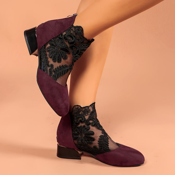Women's Vintage Floral Embroidered Ankle Boots