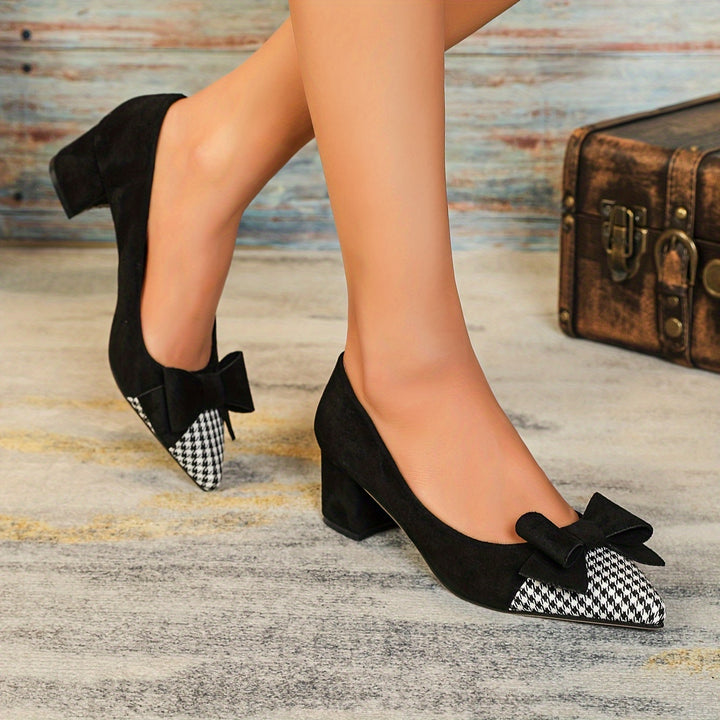 Women's Bowknot Decor Chunky Heels