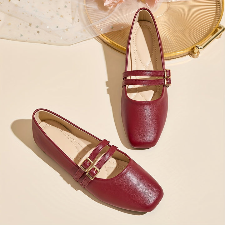 Elegant Red Mary Jane Flats