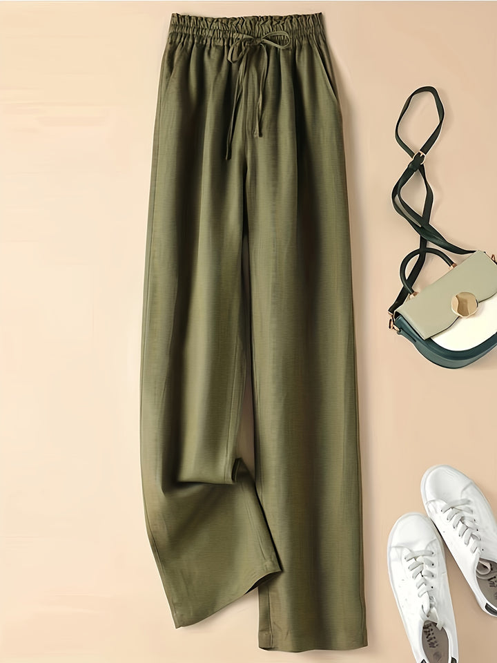 Retro High Waist Wide Leg Viscose Pants