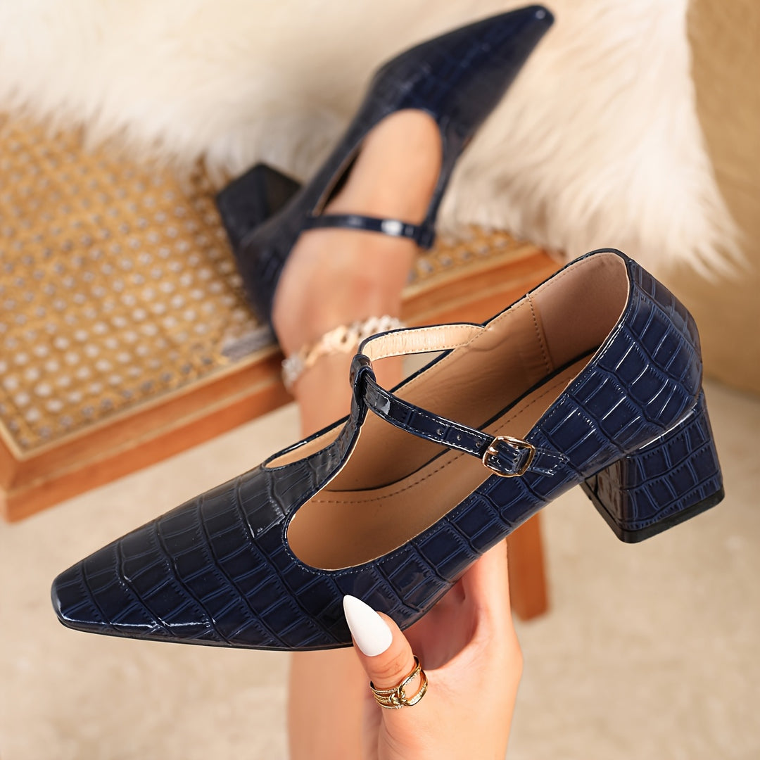Elegant French Vintage Chunky Heel Pumps