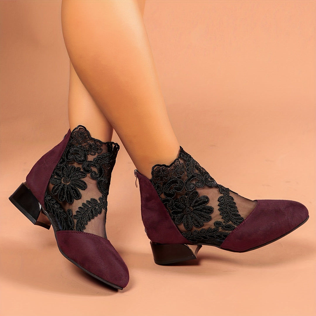 Women's Vintage Floral Embroidered Ankle Boots