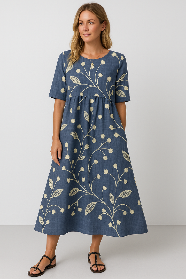 Embroidered Floral Maxi Dress