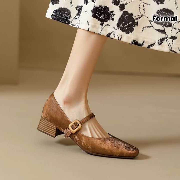 Women's Cover Square Toe Low Heels