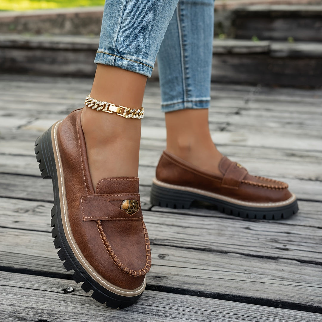Decorated Brown Penny Loafers