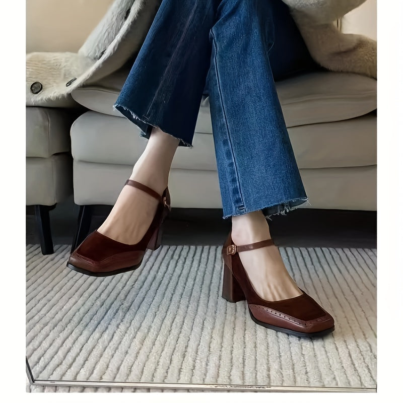 French Retro Brown Shoes for Women