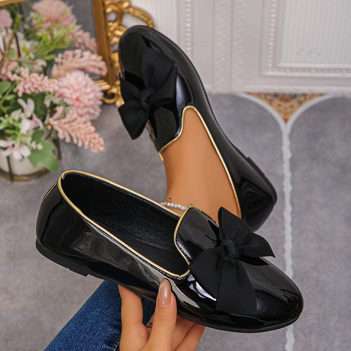 Glossy Synthetic Cover Slip-On Round-Toe Mules