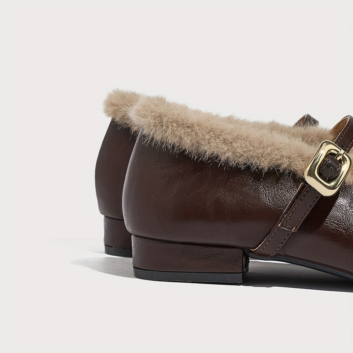 French-Style Fur Pointed Shoes