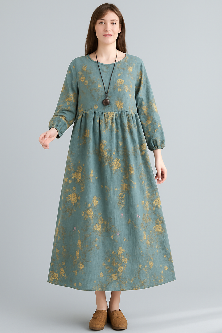 O-neck Vintage Dress