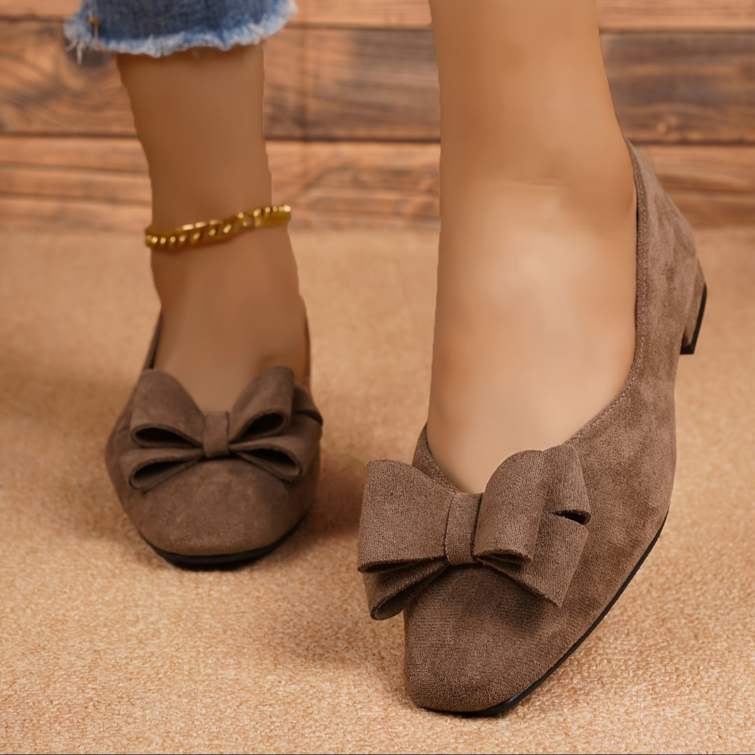Square Headed Low Heel Single Shoes