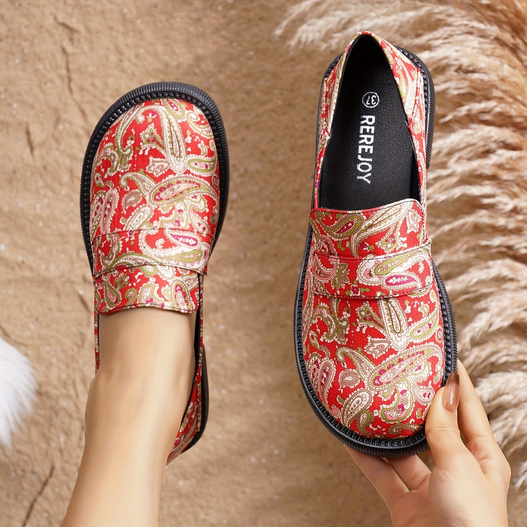Women's Vibrant Paisley Pattern Slip-On Loafers