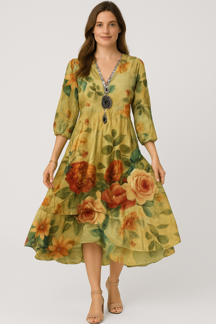 Vintage Boho V-neck Dress