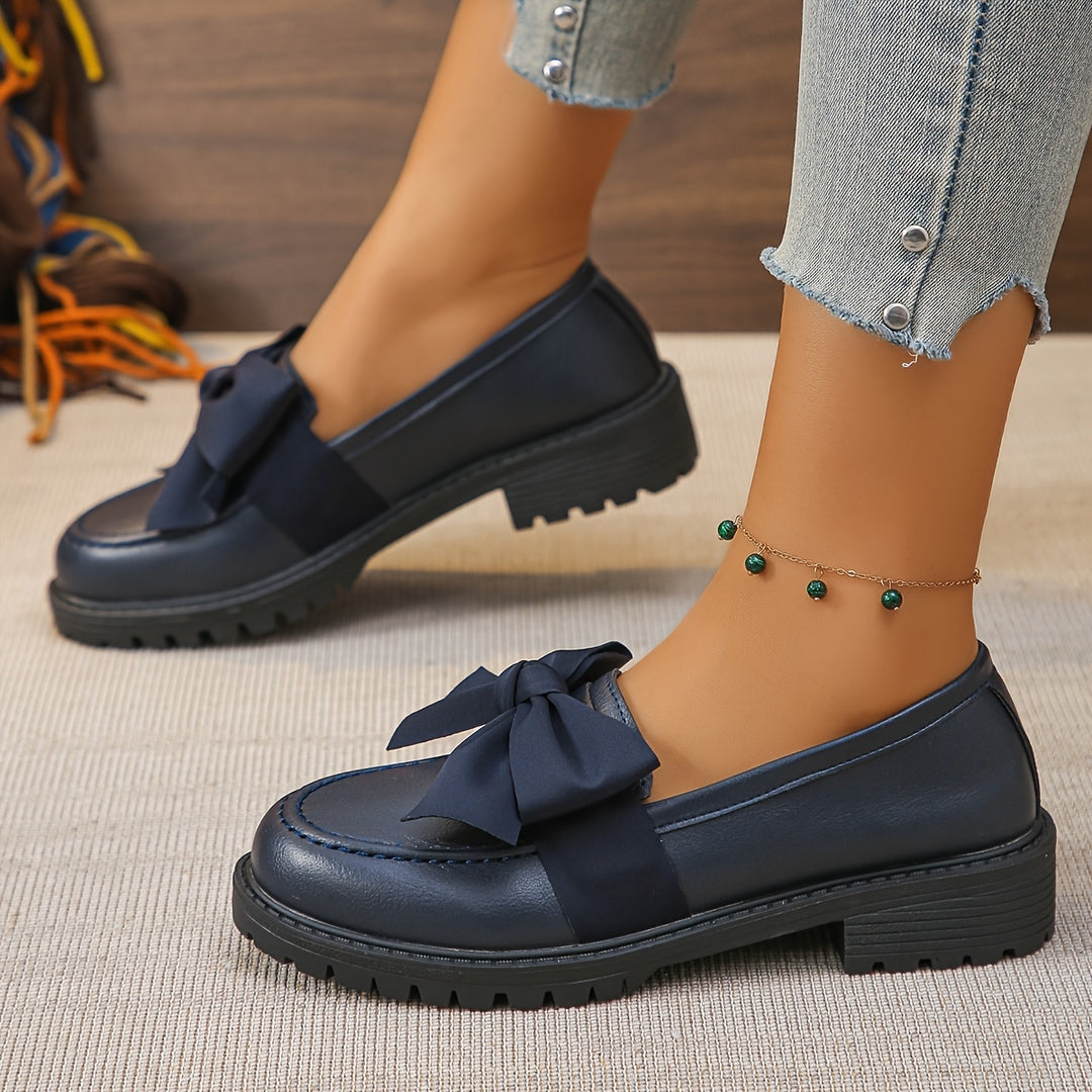 Navy Blue Faux Cover Loafers