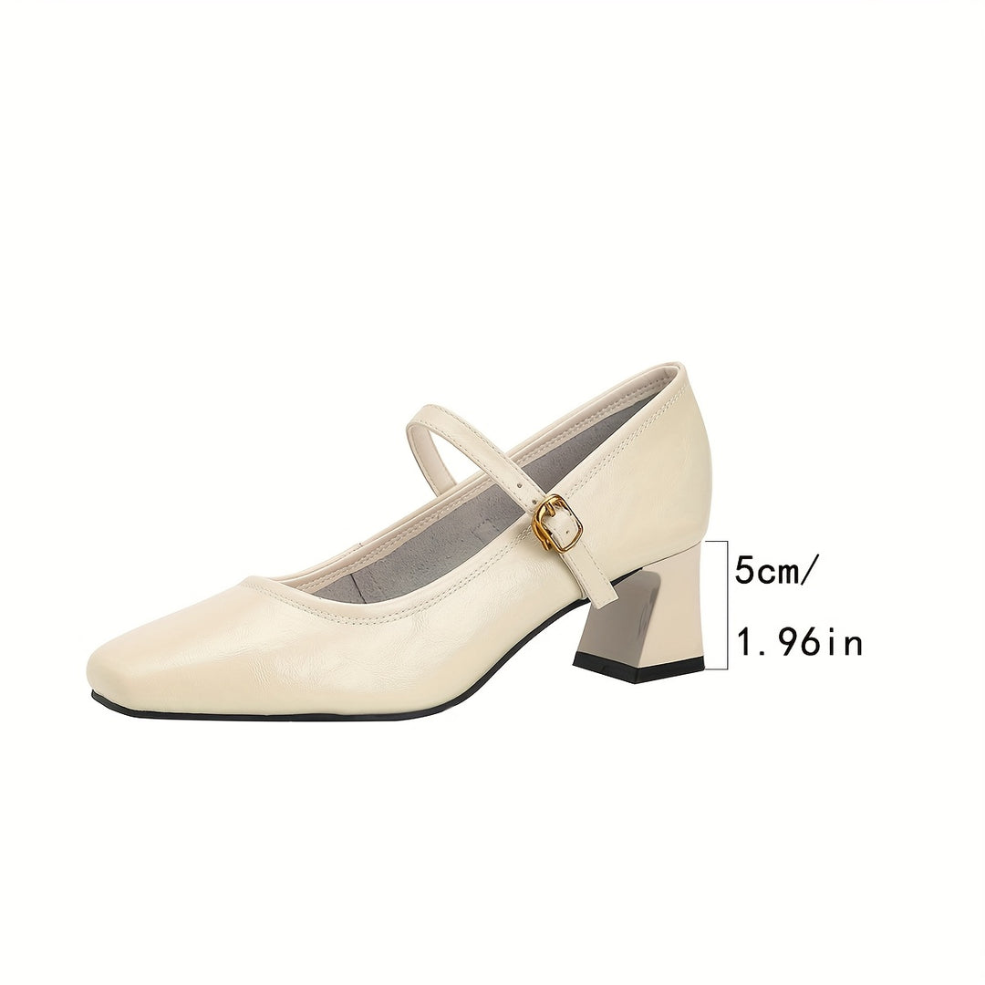 French Vintage Chunky Heel Mary Jane Shoes