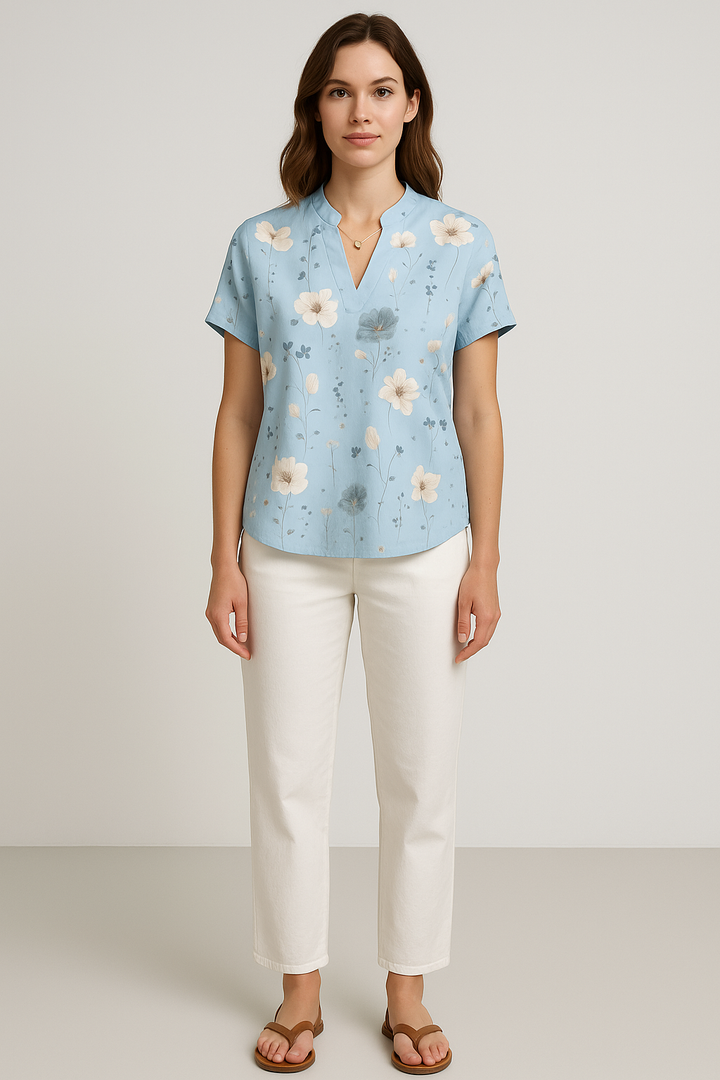 Loose Short Sleeve Blouse