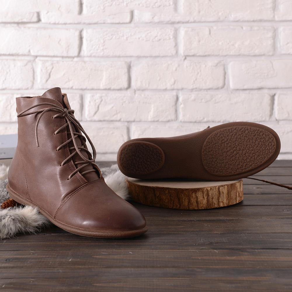 Lace Up Flat Sole Ankle Boots
