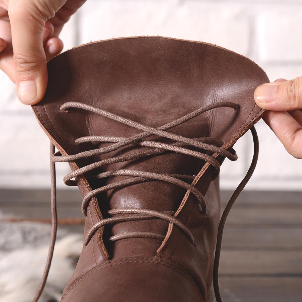 Lace Up Flat Sole Ankle Boots