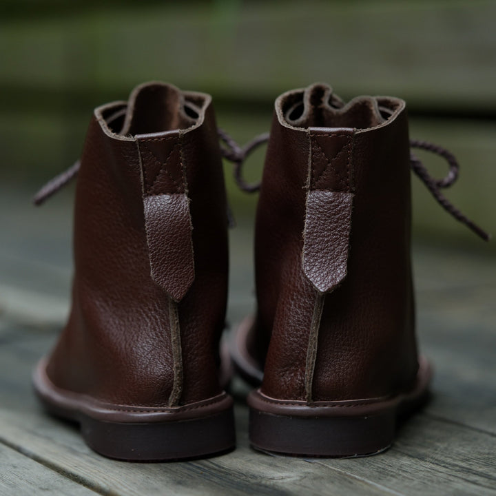 Round Toe Lace-Up Flat Ankle Boots