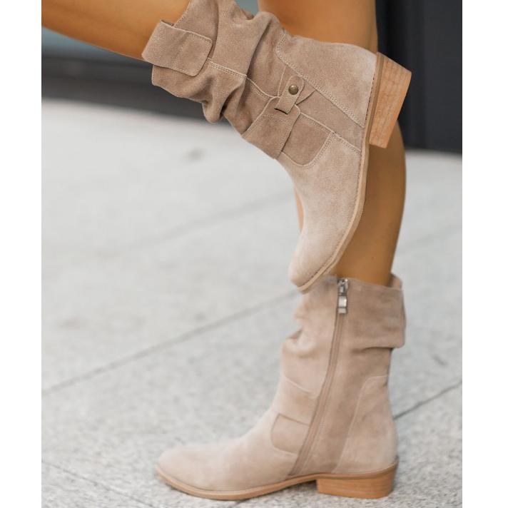 Low Heel Buckle Boots