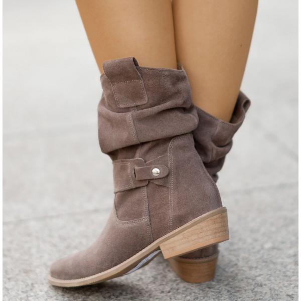 Low Heel Buckle Boots