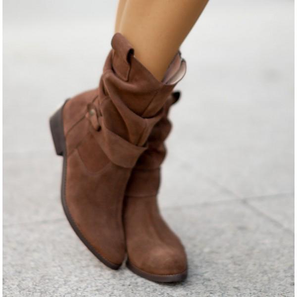 Low Heel Buckle Boots