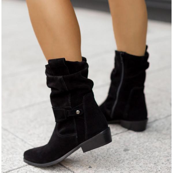 Low Heel Buckle Boots