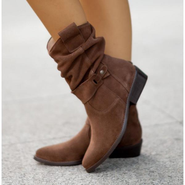 Low Heel Buckle Boots