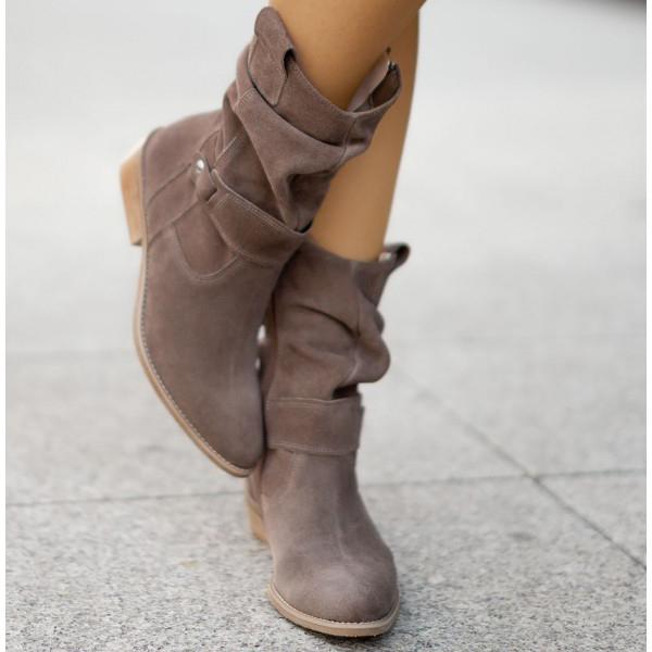 Low Heel Buckle Boots