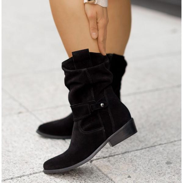 Low Heel Buckle Boots