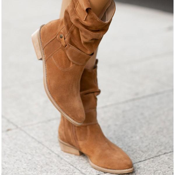 Low Heel Buckle Boots
