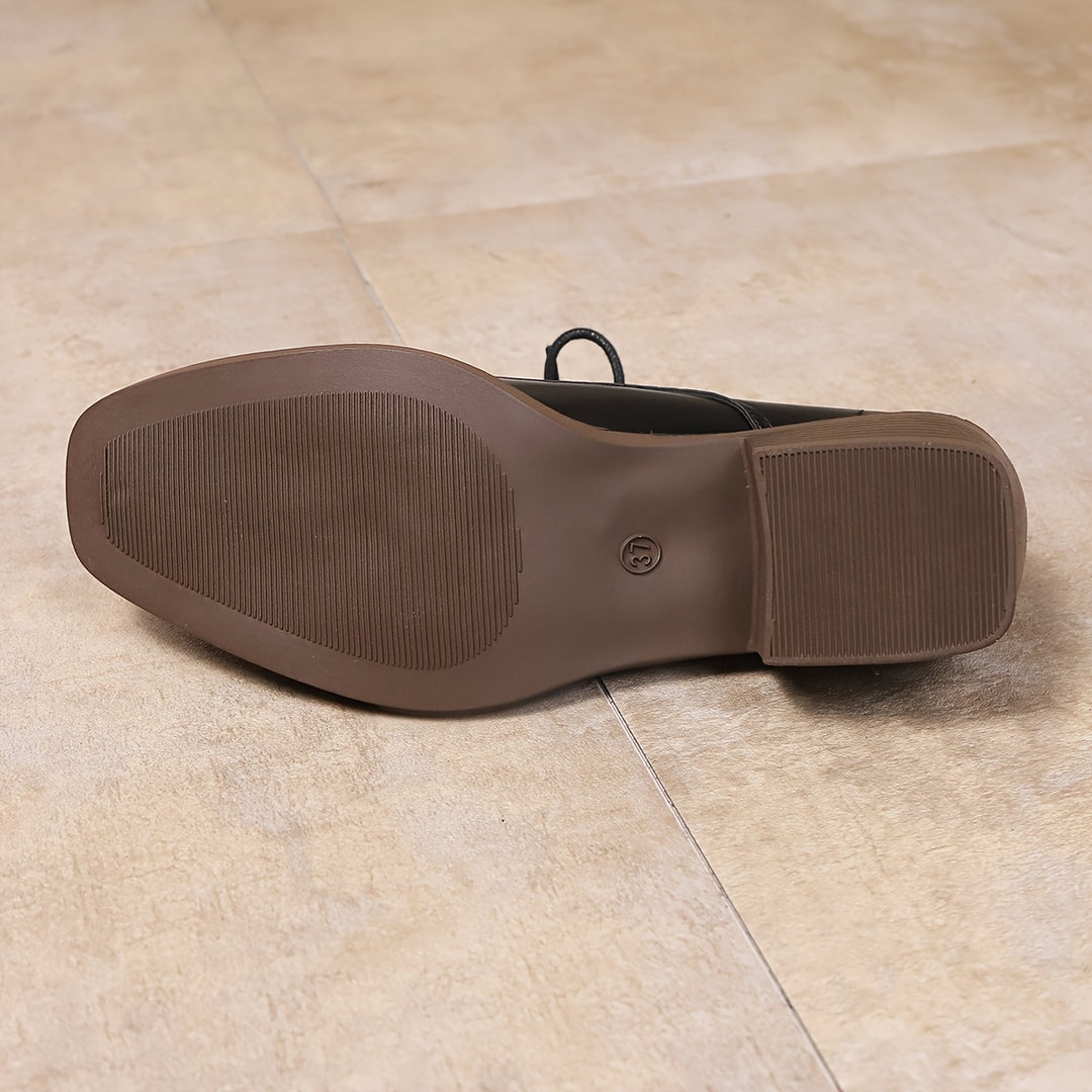 Chunky Block Heel Lace-Up Shoes