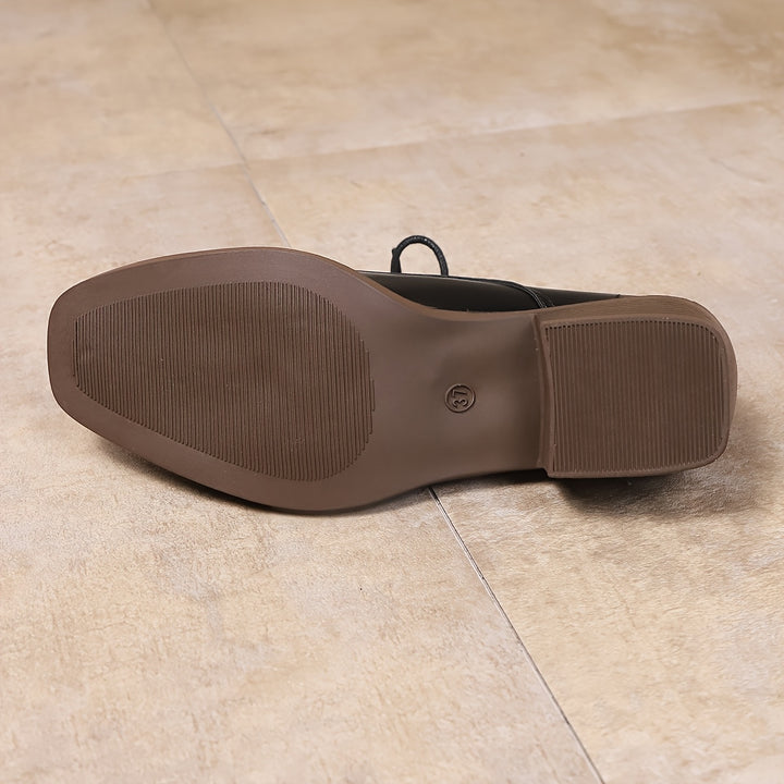 Chunky Block Heel Lace-Up Shoes