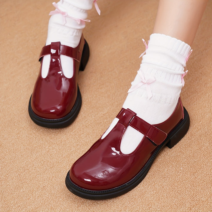 Round Toe T-Bar Shoes