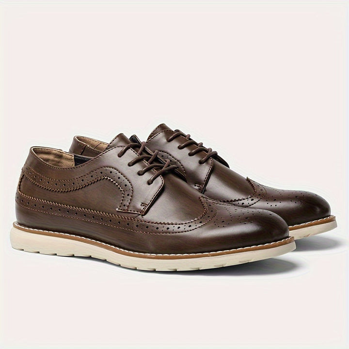 Men's Solid Color Wing Tip Derby Shoes