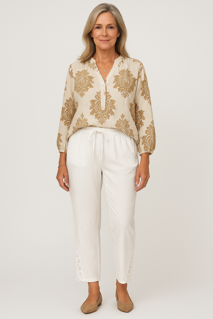 Straight leg trousers with lace