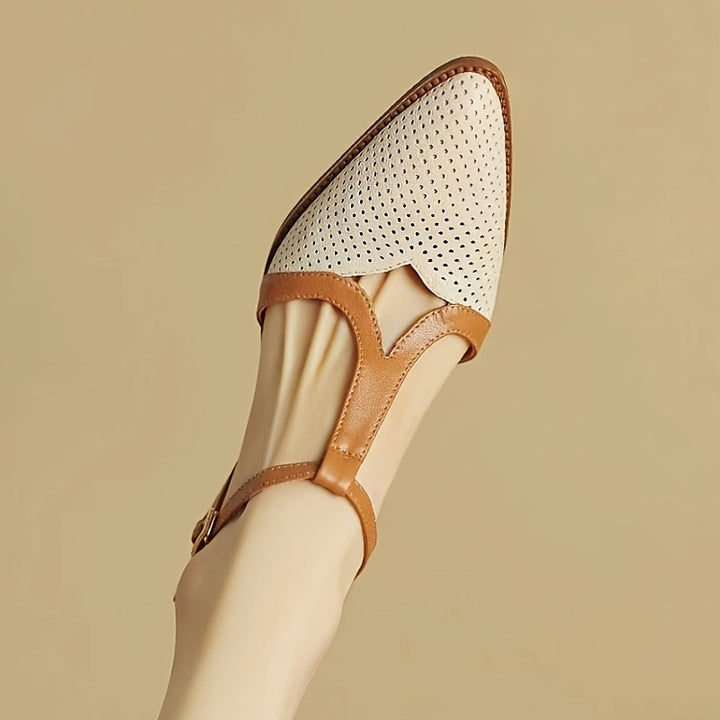 Pointed Toe Mid-Heel Sandals with Ankle Strap