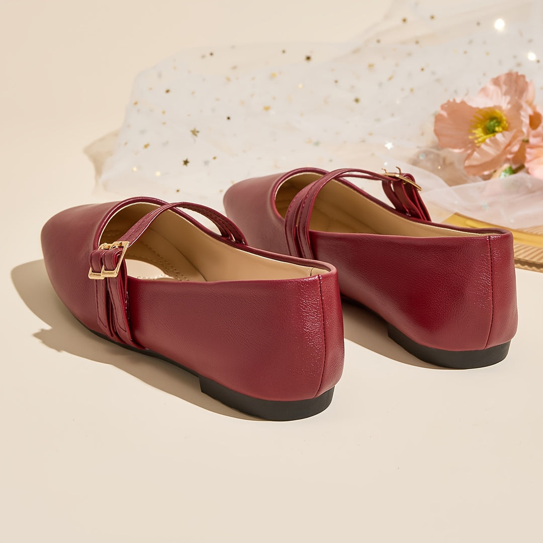 Elegant Red Mary Jane Flats