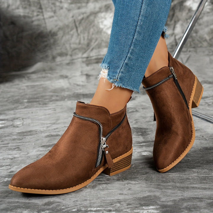 Women's Slip-On Chunky Heel Ankle Boots