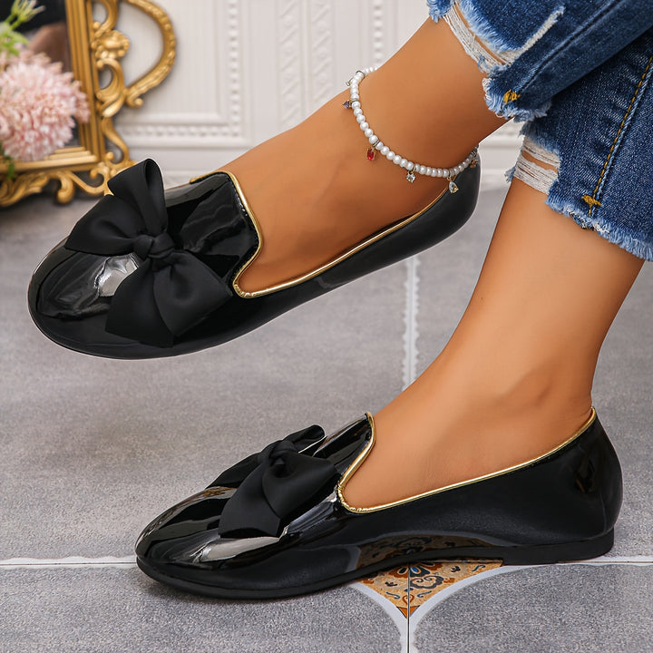 Glossy Synthetic Cover Slip-On Round-Toe Mules
