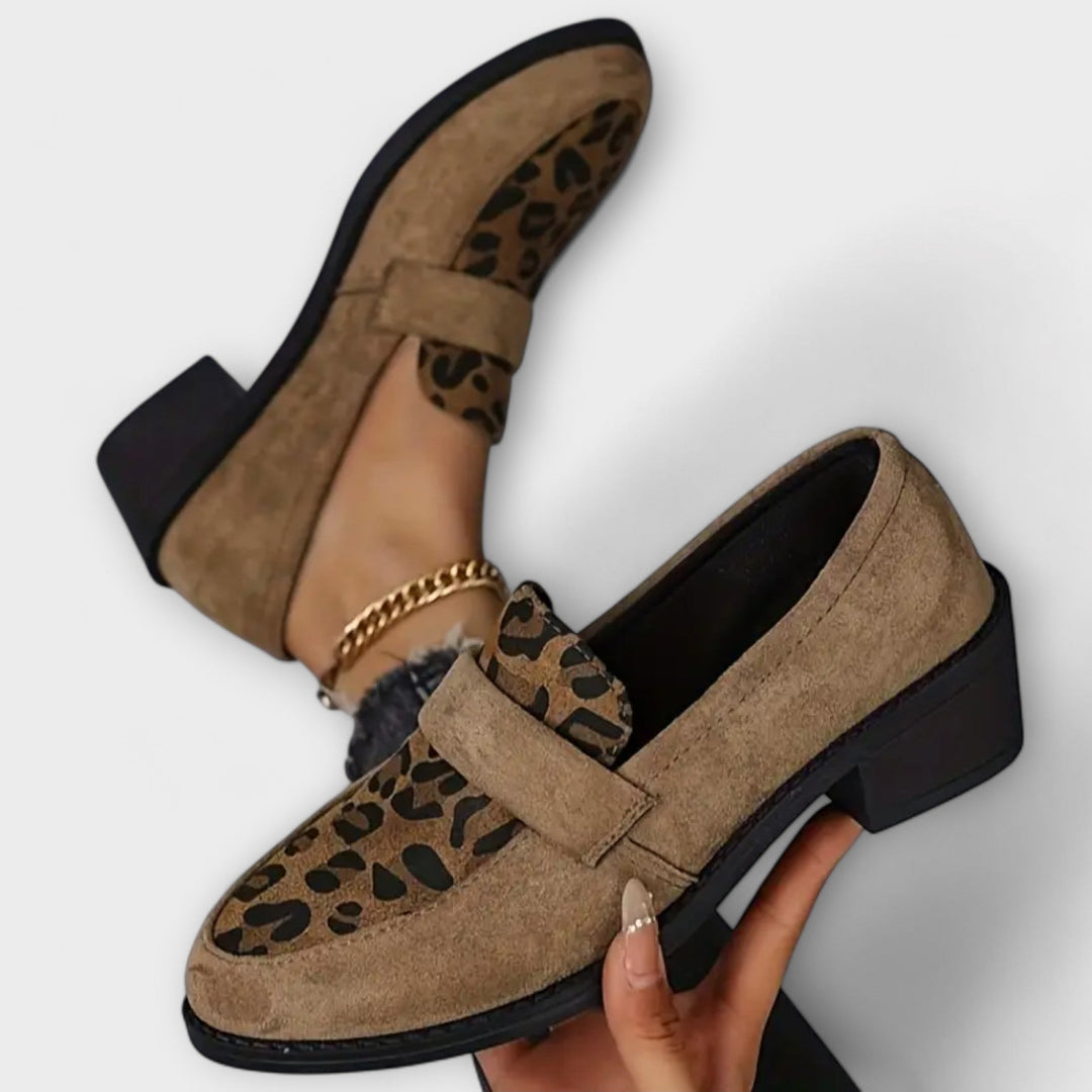 Block Heel Leopard Loafers