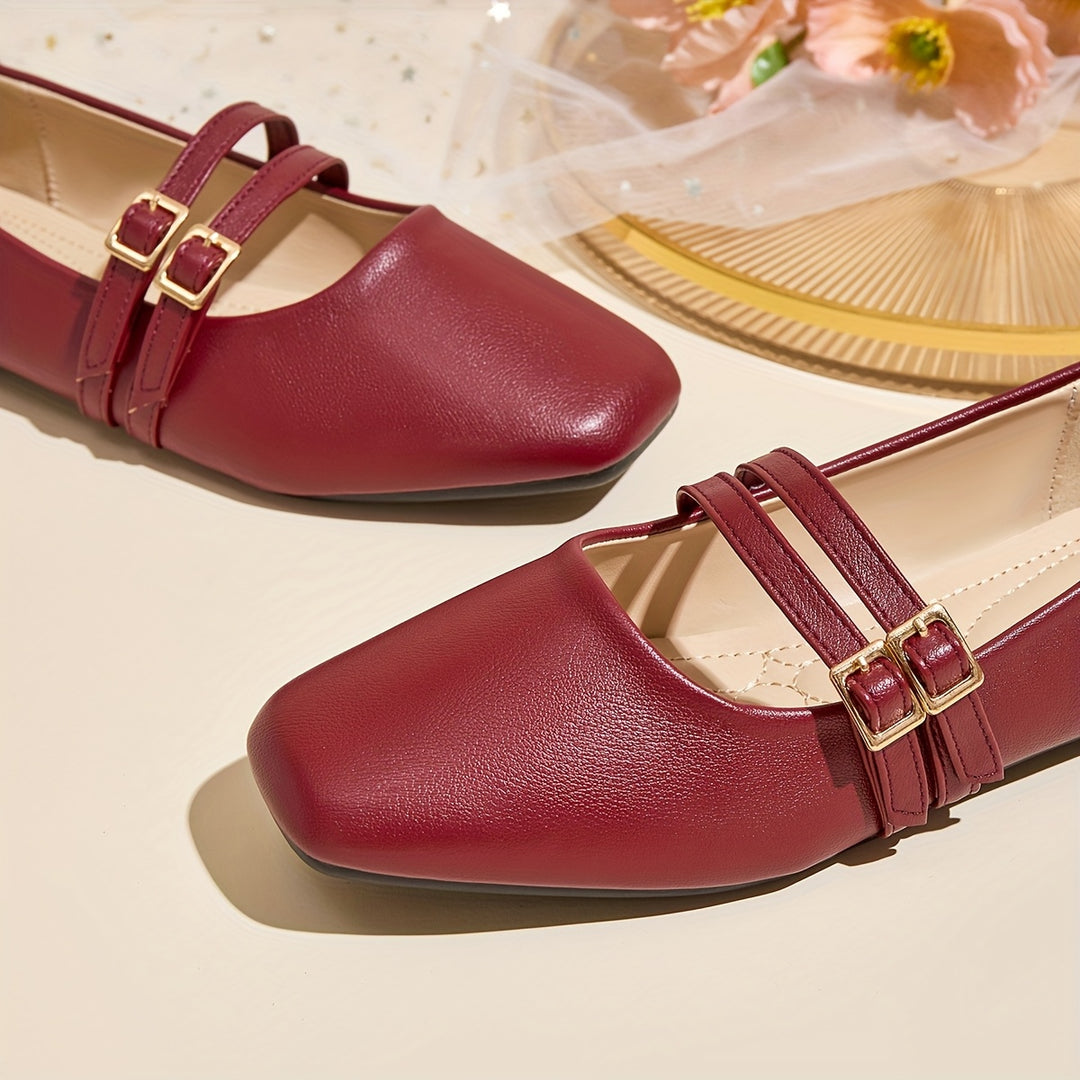 Elegant Red Mary Jane Flats