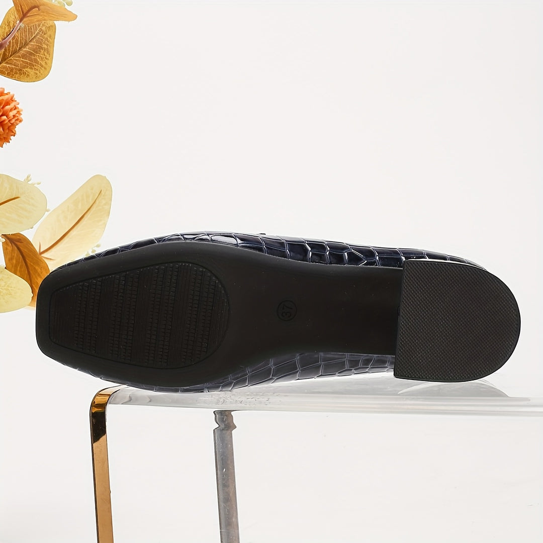Elegant Block Heel Round Toe Loafers