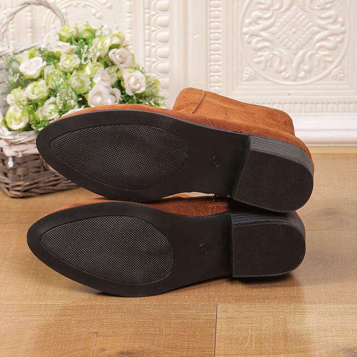 Women's Casual Brown Faux Suede Short Boots