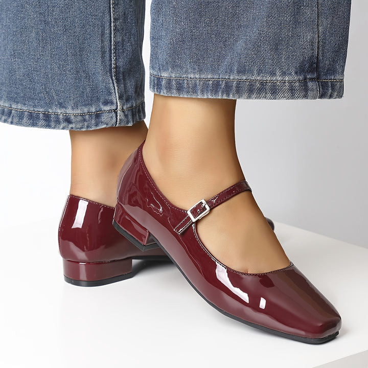 Preppy Style Burgundy Mary-Jane Flats